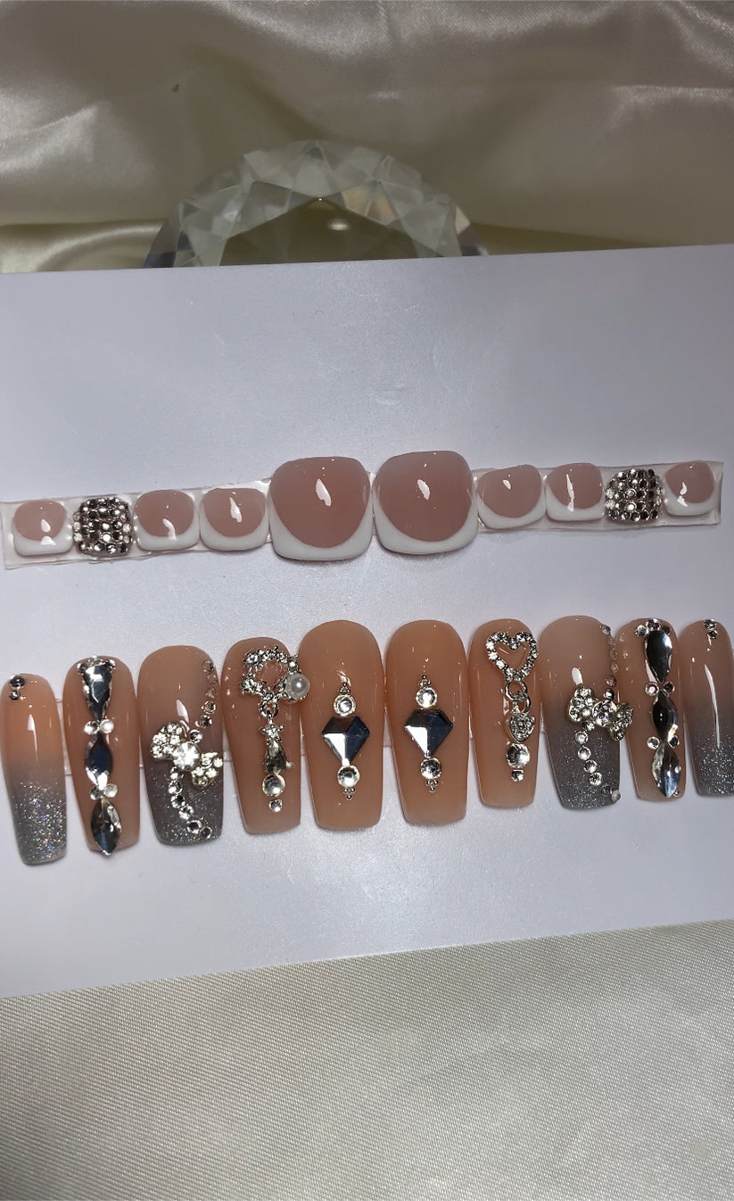 Silver & Ombre Nails and Toes set