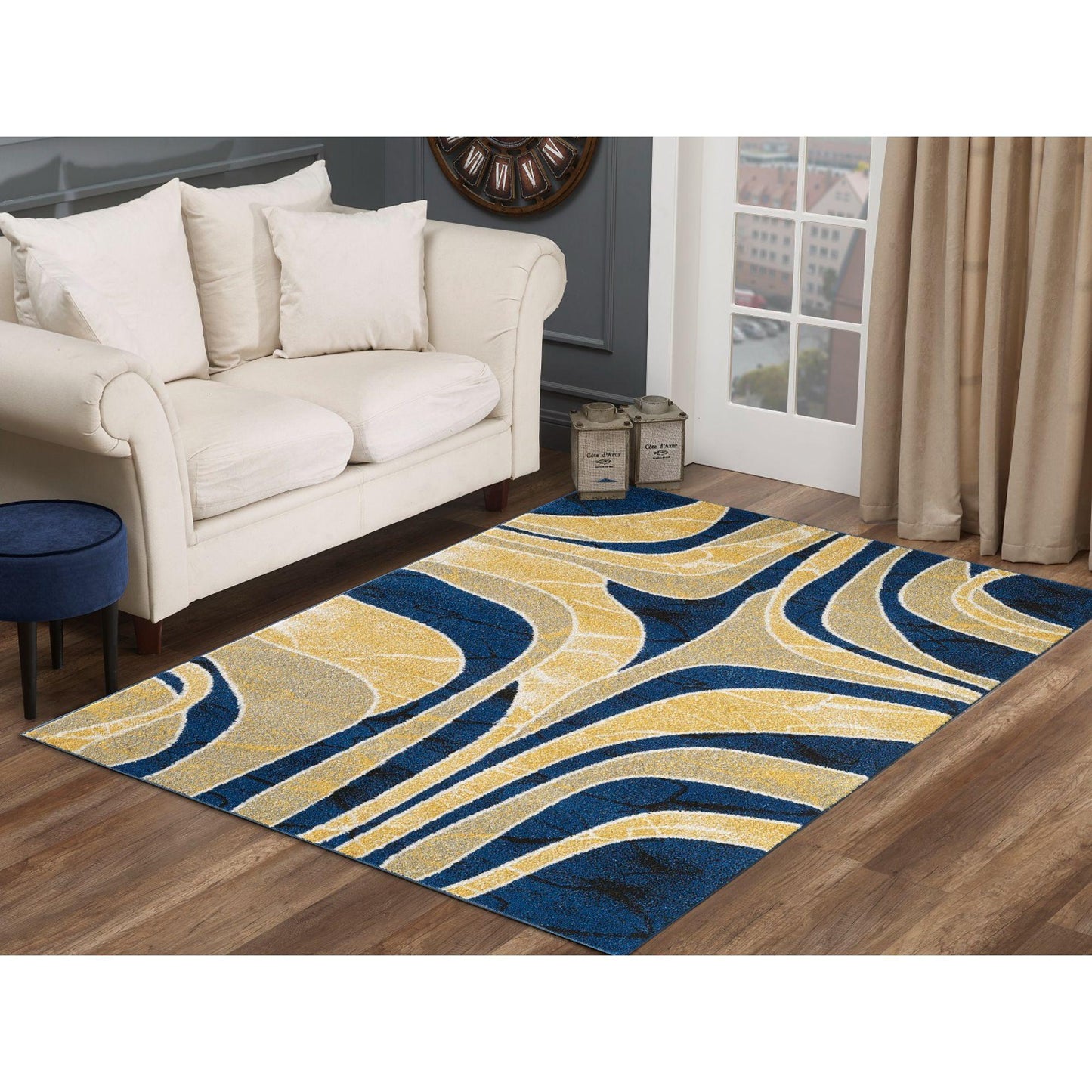 L'Baiet Yellow and Blue Graphic Rug